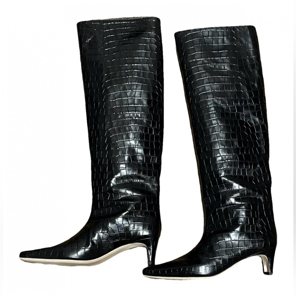 STAUD Wally boot black faux croc